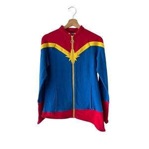 Her Universe Marvel Captain Marvel Womens Track Jacket Size M Blue Red Full Zip